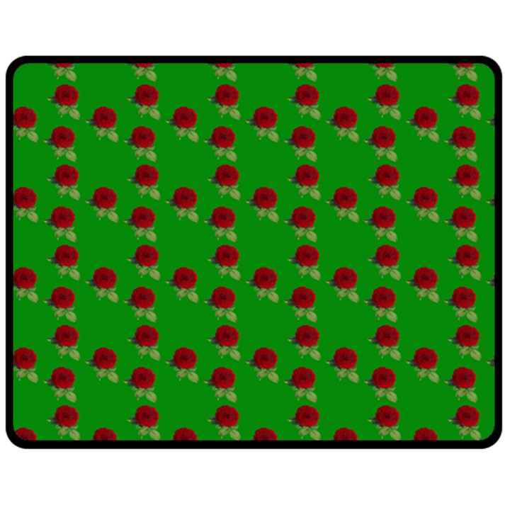 Rose In Green Double Sided Fleece Blanket (Medium) 