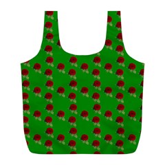 Rose In Green Full Print Recycle Bag (l) by snowwhitegirl