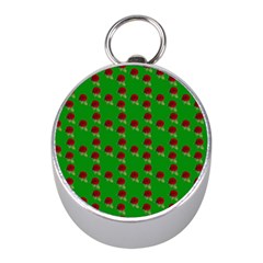 Rose In Green Mini Silver Compasses