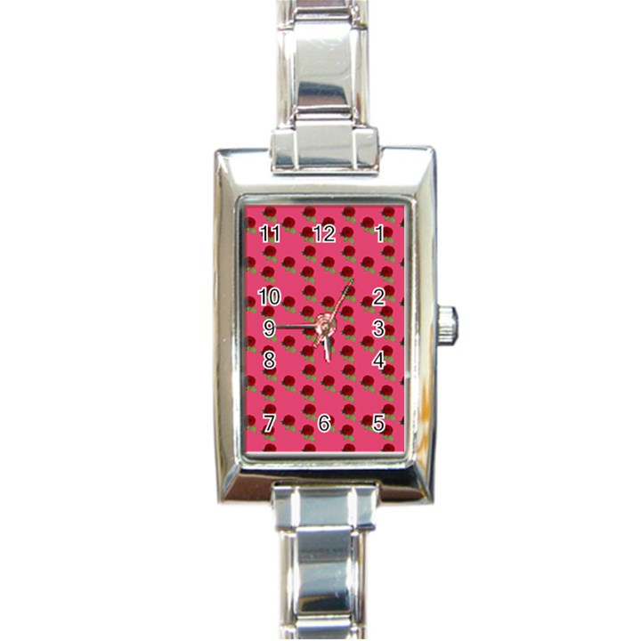 Rose In Mexican Pink Rectangle Italian Charm Watch