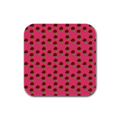 Rose In Mexican Pink Rubber Square Coaster (4 pack) 