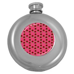 Rose In Mexican Pink Round Hip Flask (5 oz)