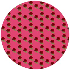 Rose In Mexican Pink Wooden Puzzle Round