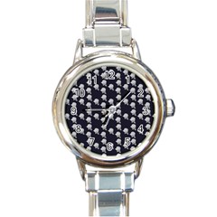 White Rose In Blue Round Italian Charm Watch