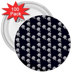 White Rose In Blue 3  Buttons (100 pack) 