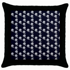 White Rose In Blue Throw Pillow Case (Black)