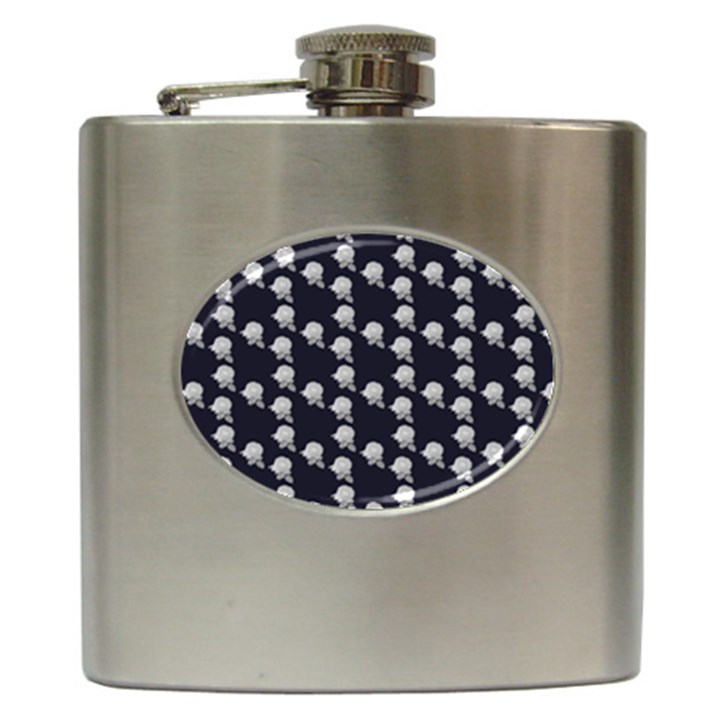 White Rose In Blue Hip Flask (6 oz)