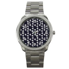 White Rose In Blue Sport Metal Watch by snowwhitegirl