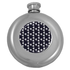 White Rose In Blue Round Hip Flask (5 Oz) by snowwhitegirl