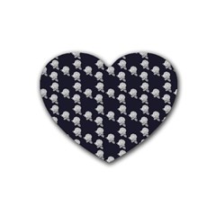 White Rose In Blue Rubber Coaster (Heart) 