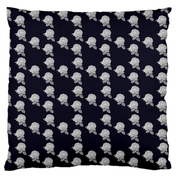 White Rose In Blue Large Cushion Case (One Side)