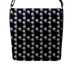 White Rose In Blue Flap Closure Messenger Bag (l) by snowwhitegirl