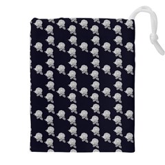 White Rose In Blue Drawstring Pouch (4xl)