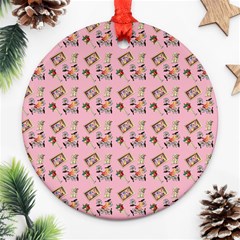 Robin Art Pink Pattern Round Ornament (two Sides) by snowwhitegirl