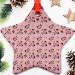 Robin Art Pink Pattern Star Ornament (two Sides) by snowwhitegirl