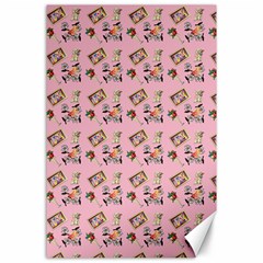 Robin Art Pink Pattern Canvas 24  X 36  by snowwhitegirl