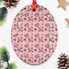 Robin Art Pink Pattern Ornament (oval Filigree) by snowwhitegirl