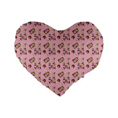 Robin Art Pink Pattern Standard 16  Premium Flano Heart Shape Cushions by snowwhitegirl