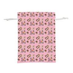 Robin Art Pink Pattern Lightweight Drawstring Pouch (l) by snowwhitegirl