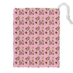 Robin Art Pink Pattern Drawstring Pouch (5xl)