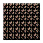 Robin Art Black Pattern Tile Coaster Front