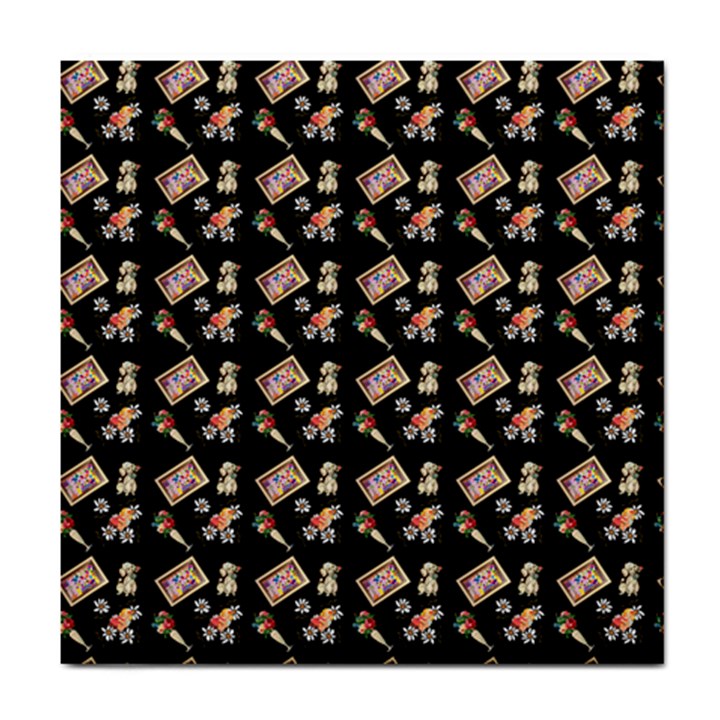 Robin Art Black Pattern Tile Coaster