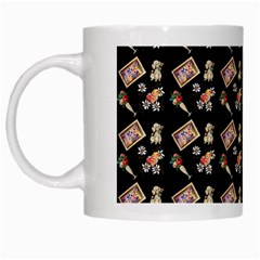 Robin Art Black Pattern White Mugs by snowwhitegirl