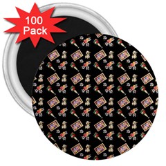 Robin Art Black Pattern 3  Magnets (100 pack)