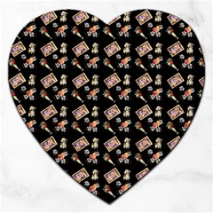 Robin Art Black Pattern Jigsaw Puzzle (Heart)