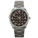 Robin Art Black Pattern Sport Metal Watch Front