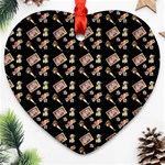 Robin Art Black Pattern Heart Ornament (Two Sides) Back