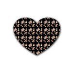 Robin Art Black Pattern Rubber Coaster (Heart)  Front