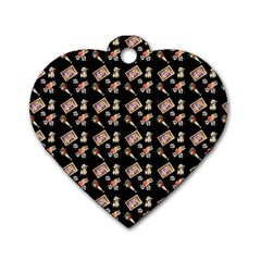 Robin Art Black Pattern Dog Tag Heart (One Side)