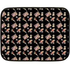 Robin Art Black Pattern Double Sided Fleece Blanket (Mini) 