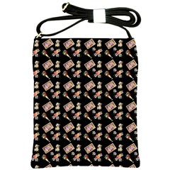 Robin Art Black Pattern Shoulder Sling Bag