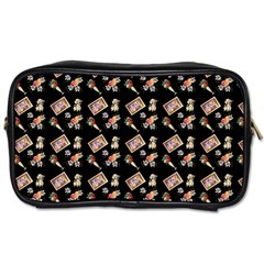 Robin Art Black Pattern Toiletries Bag (Two Sides)