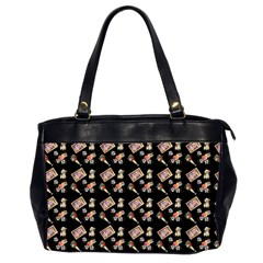 Robin Art Black Pattern Oversize Office Handbag (2 Sides)