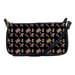 Robin Art Black Pattern Shoulder Clutch Bag