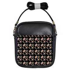 Robin Art Black Pattern Girls Sling Bag