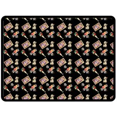 Robin Art Black Pattern Fleece Blanket (Large) 