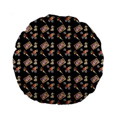 Robin Art Black Pattern Standard 15  Premium Round Cushions by snowwhitegirl