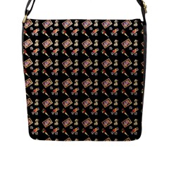 Robin Art Black Pattern Flap Closure Messenger Bag (l) by snowwhitegirl