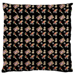 Robin Art Black Pattern Large Flano Cushion Case (Two Sides)