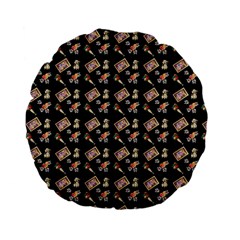 Robin Art Black Pattern Standard 15  Premium Flano Round Cushions by snowwhitegirl