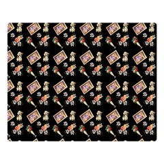 Robin Art Black Pattern Double Sided Flano Blanket (Large) 