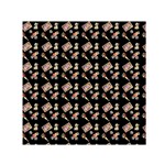 Robin Art Black Pattern Small Satin Scarf (Square) Front