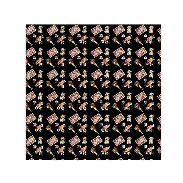 Robin Art Black Pattern Small Satin Scarf (Square)