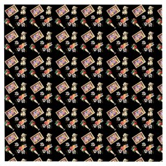 Robin Art Black Pattern Wooden Puzzle Square