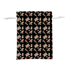 Robin Art Black Pattern Lightweight Drawstring Pouch (M)