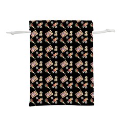 Robin Art Black Pattern Lightweight Drawstring Pouch (L)